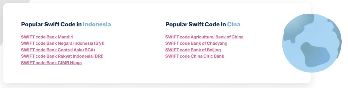 cek bic code dan swift code disini